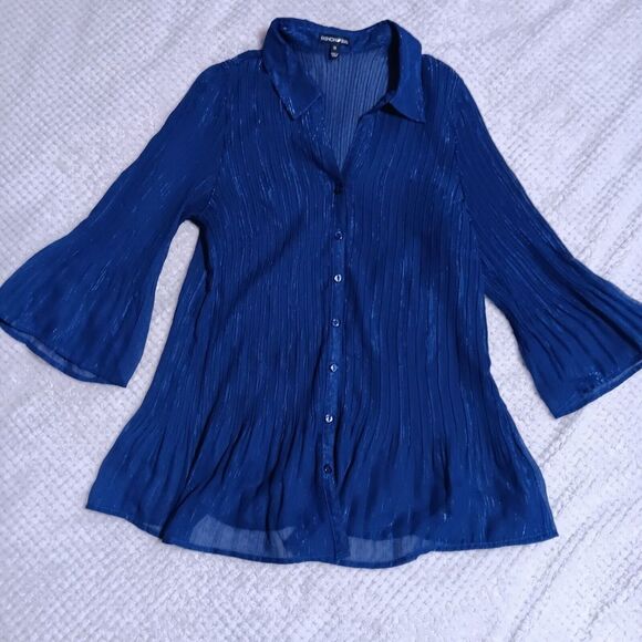 Fashion Bug Vintage Y2K Fairy Ethereal Spacecore Bell Sleeve Button‎ Down Top 1X - Picture 1 of 10